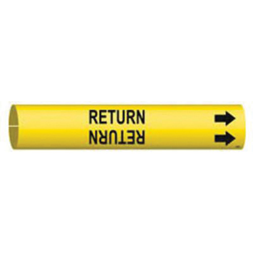 "Return" Pipe Marker, Snap-On, 13/16" H x 13/16" W, Black on Yellow - Brady 4119-A