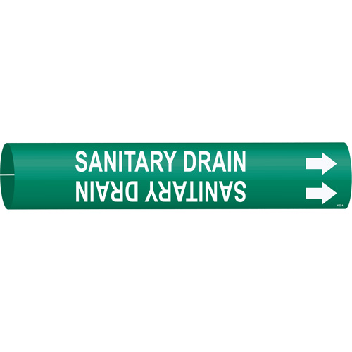 Marqueur de tuyau Sanitary Drain, &agrave; pression, 13/16" h x 13/16" la, Blanc/vert - Brady 4122-A