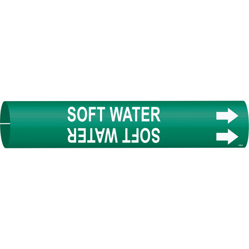 Marqueur de tuyau Soft Water, &agrave; pression, 2-13/16" h x 2-13/16" la, Blanc/vert - Brady 4125-D