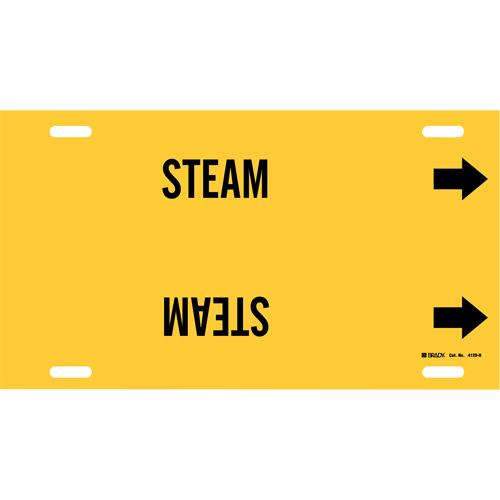 Marqueur de tuyau Steam, &agrave; attacher, 10" h x 32" la, Noir sur jaune - Brady 4129-H