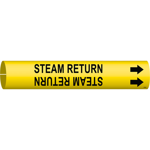 "Steam Return" Pipe Marker, Snap-On, 7/8" H x 7/8" W, Black on Yellow - Brady 4130-B