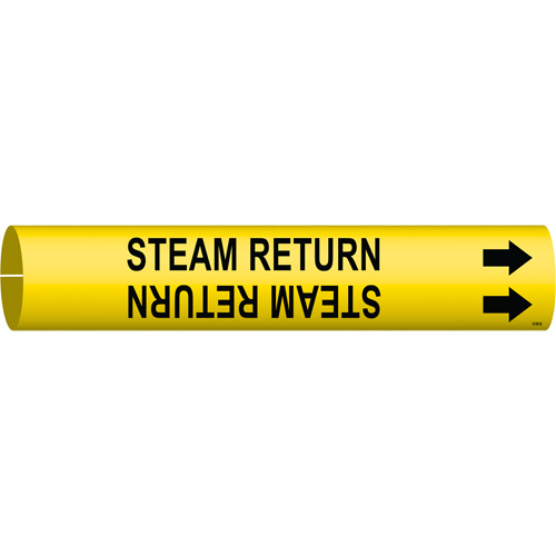 "Steam Return" Pipe Marker, Snap-On, 2-13/16" H x 2-13/16" W, Black on Yellow - Brady 4130-D