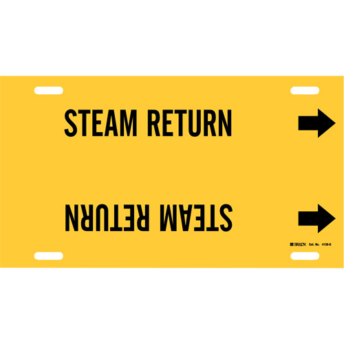 Marqueur de tuyau Steam Return, &agrave; attacher, 10" h x 24" la, Noir sur jaune - Brady 4130-G