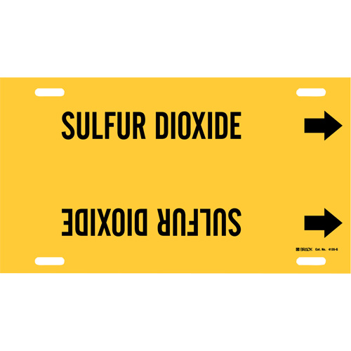 "Sulfur Dioxide" Pipe Marker, Strap-On, 10" H x 24" W, Black on Yellow - Brady 4135-G