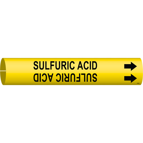 Marqueur de tuyau Sulfuric Acid, &agrave; pression, 2-13/16" h x 2-13/16" la, Noir sur jaune - Brady 4136-D