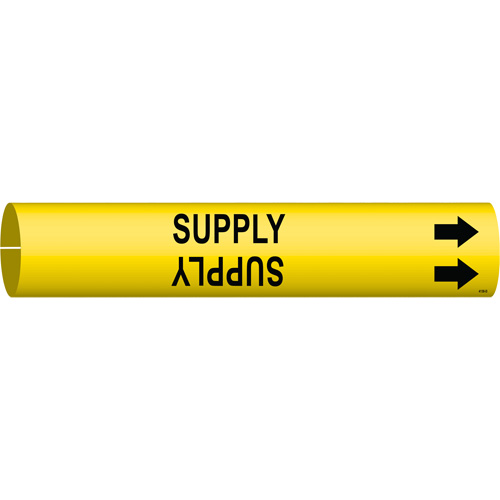 Marqueur de tuyau Supply, &agrave; pression, 2-13/16" h x 2-13/16" la, Noir sur jaune - Brady 4138-D