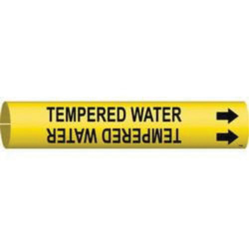 Marqueur de tuyau Tempered Water, &agrave; pression, 2" h x 2" la, Noir sur jaune - Brady 4140-C