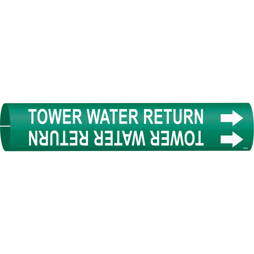 Marqueur de tuyau Tower Water Return, &agrave; pression, 7/8" h x 7/8" la, Blanc/vert - Brady 4143-B