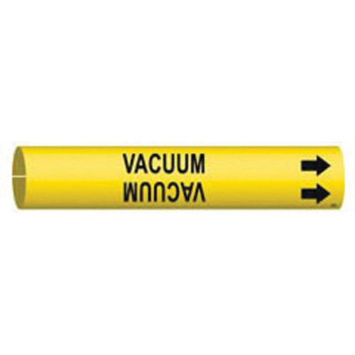 "Vacuum" Pipe Marker, Snap-On, 13/16" H x 13/16" W, Black on Yellow - Brady 4146-A