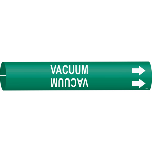 "Vacuum" Pipe Marker, Snap-On, 7/8" H x 7/8" W, White on Green - Brady 4147-B
