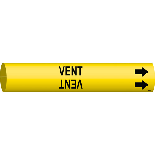 Marqueur de tuyau Vent, &agrave; pression, 7/8" h x 7/8" la, Noir sur jaune - Brady 4148-B