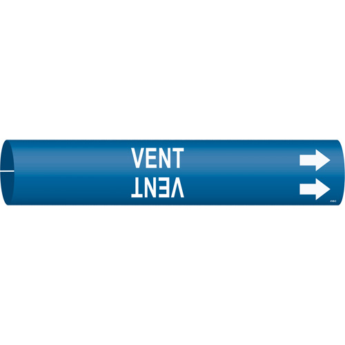 "Vent" Pipe Marker, Snap-On, 2" H x 2" W, White on Blue - Brady 4149-C