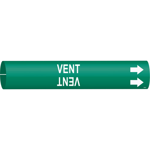 "Vent" Pipe Marker, Snap-On, 2" H x 2" W, White on Green - Brady 4150-C