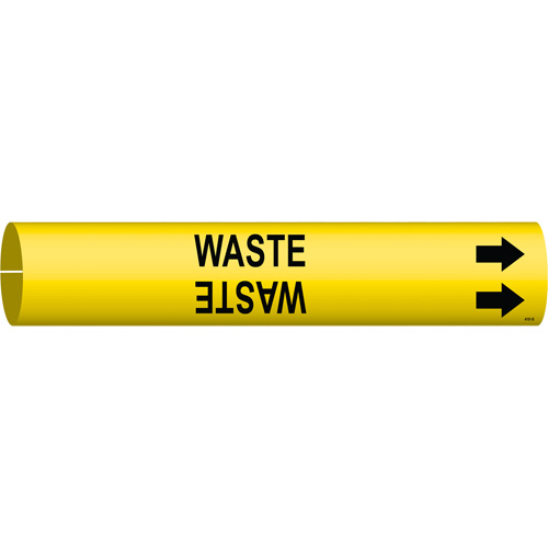 Marqueur de tuyau Waste, &agrave; pression, 2-13/16" h x 2-13/16" la, Noir sur jaune - Brady 4151-D