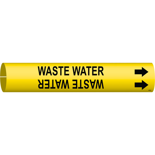 "Waste Water" Pipe Marker, Snap-On, 2-13/16" H x 2-13/16" W, Black on Yellow - Brady 4152-D