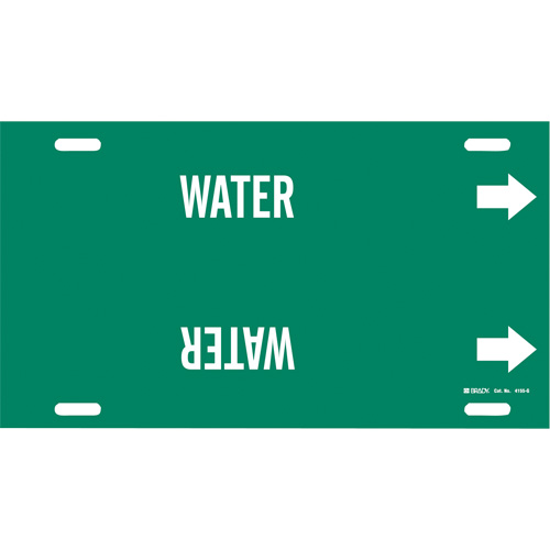 Marqueur de tuyau Water, &agrave; attacher, 10" h x 24" la, Blanc/vert - Brady 4155-G