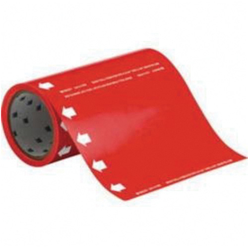 Blank Roll Form Pipe Markers, Self-Adhesive, Cuttable H x 8" W, White on Red - Brady 41599