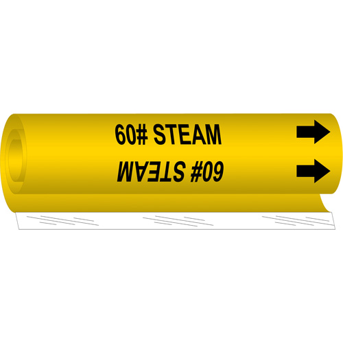 "60# Steam" Pipe Marker, Wrap-Around, 26" H x 12" W, Black on Yellow - Brady 5609-II