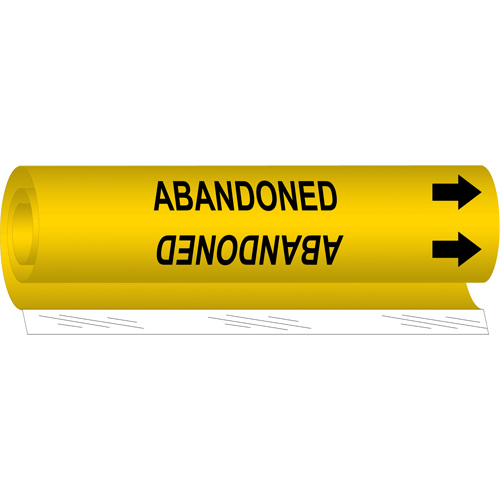 "Abandoned" Pipe Marker, Wrap-Around, 26" H x 12" W, Black on Yellow - Brady 5622-II
