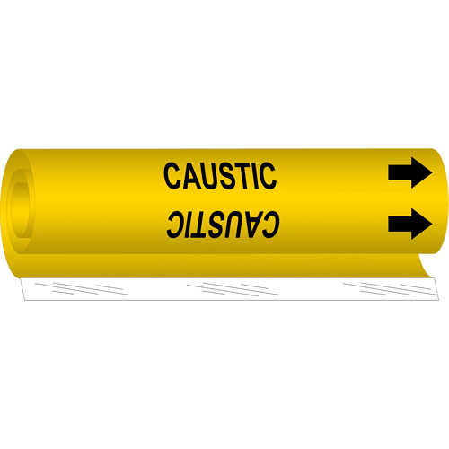 Marqueur de tuyau Caustic, Enveloppant, 5" h x 8" la, Noir sur jaune - Brady 5643-O