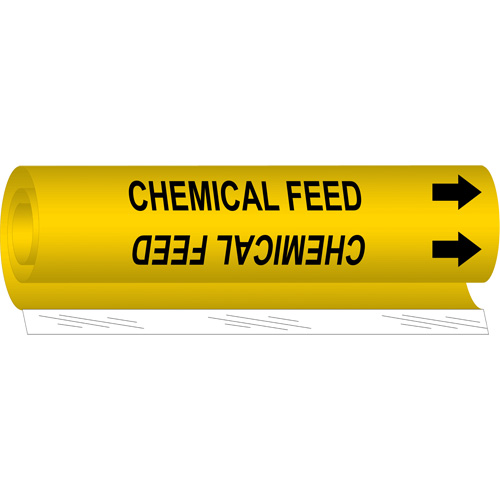 Marqueur de tuyau Chemical Feed, Enveloppant, 9" h x 8" la, Noir sur jaune - Brady 5645-I