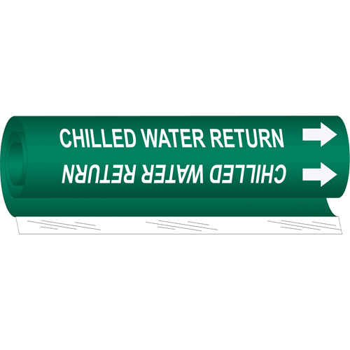"Chilled Water Return" Pipe Marker, Wrap-Around, 26" H x 12" W, White on Green - Brady 5647-II