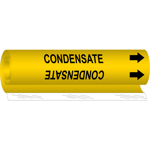 Marqueur de tuyau Condensate, Enveloppant, 5" h x 8" la, Noir sur jaune - Brady 5662-O