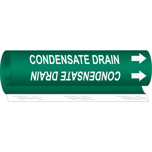 Marqueur de tuyau Condensate Drain, Enveloppant, 26" h x 12" la, Blanc/vert - Brady 5663-II