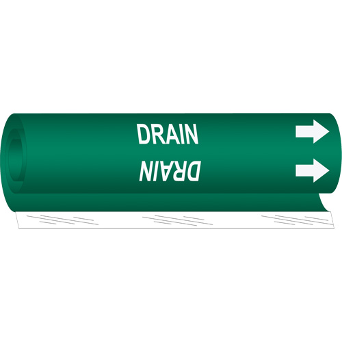 Marqueur de tuyau Drain, Enveloppant, 9" h x 8" la, Blanc/vert - Brady 5678-I
