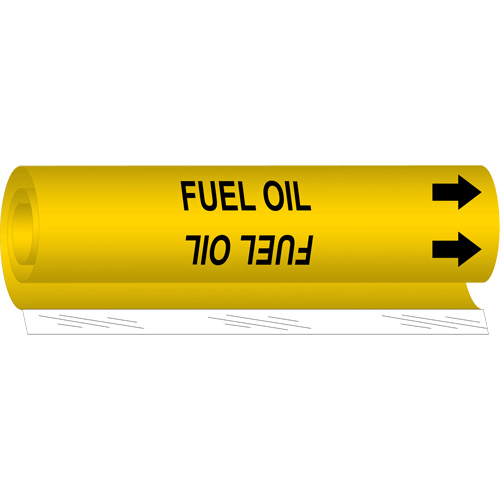 Marqueur de tuyau Fuel Oil, Enveloppant, 9" h x 8" la, Noir sur jaune - Brady 5695-I