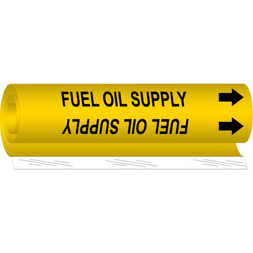 Marqueur de tuyau Fuel Oil Supply, Enveloppant, 5" h x 8" la, Noir sur jaune - Brady 5697-O