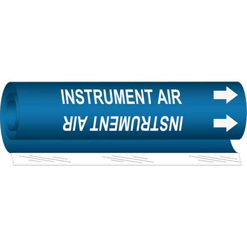 "Instrument Air" Pipe Marker, Wrap-Around, 9" H x 8" W, White on Blue - Brady 5716-I
