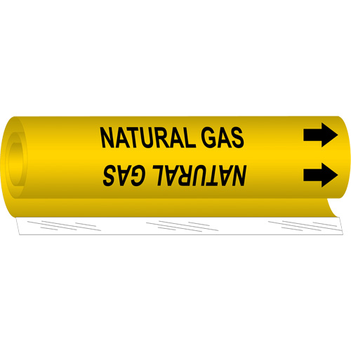 "Natural Gas" Pipe Marker, Wrap-Around, 26" H x 12" W, Black on Yellow - Brady 5726-II