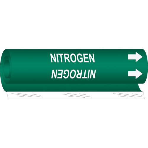 "Nitrogen" Pipe Marker, Wrap-Around, 26" H x 12" W, White on Green - Brady 5728-II