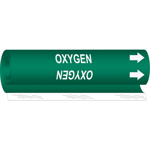 "Oxygen" Pipe Marker, Wrap-Around, 26" H x 12" W, White on Green - Brady 5735-II