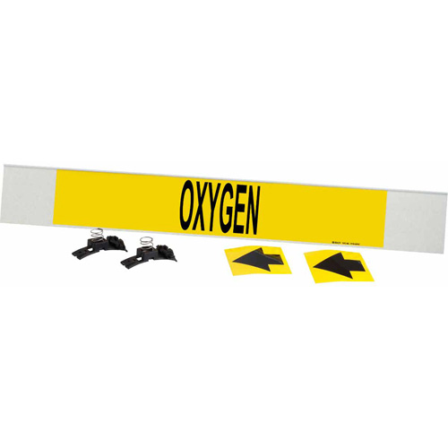 Marqueur de tuyau Oxygen, Transporteur en fibre de verre avec agrafes, 4" h x 24" la, Noir sur jaune - Brady 5736-HPHV