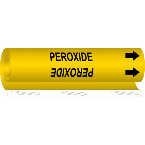 "Peroxide" Pipe Marker, Wrap-Around, 9" H x 8" W, Black on Yellow - Brady 5737-I