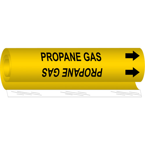 "Propane Gas" Pipe Marker, Wrap-Around, 5" H x 8" W, Black on Yellow - Brady 5748-O