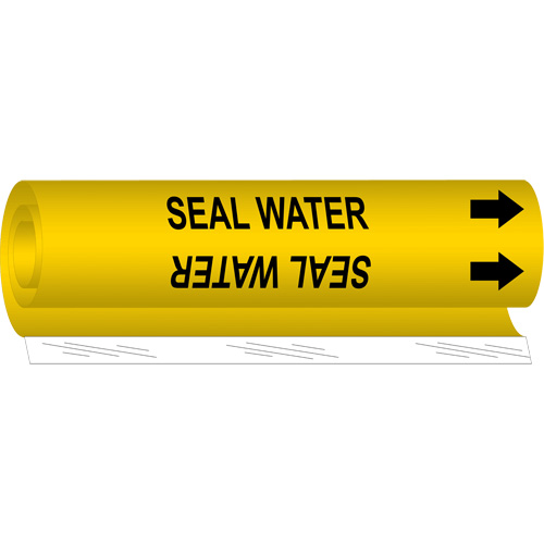 "Seal Water" Pipe Marker, Wrap-Around, 5" H x 8" W, Black on Yellow - Brady 5757-O