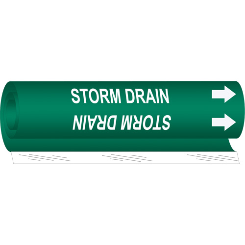 Marqueur de tuyau Storm Drain, Enveloppant, 9" h x 8" la, Blanc/vert - Brady 5769-I