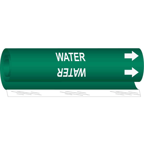 Marqueur de tuyau Water, Enveloppant, 26" h x 12" la, Blanc/vert - Brady 5786-II