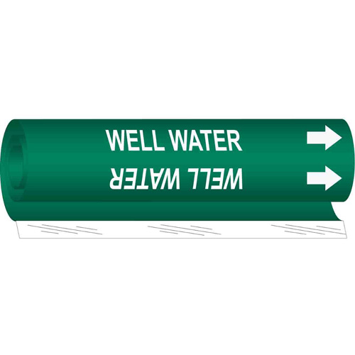 Marqueur de tuyau Well Water, Enveloppant, 5" h x 8" la, Blanc/vert - Brady 5790-O