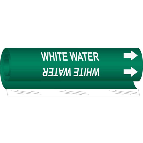 "White Water" Pipe Marker, Wrap-Around, 26" H x 12" W, White on Green - Brady 5793-II
