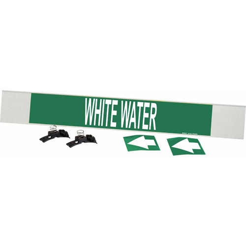 Marqueur de tuyau White Water, Transporteur en fibre de verre avec agrafes, 4" h x 24" la, Blanc/vert - Brady 5793-HPHV