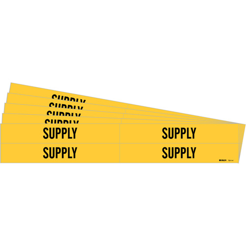 "Supply" Pipe Marker, Self-Adhesive, 1-1/8" H x 7" W, Black on Yellow - Brady 7311-4-PK