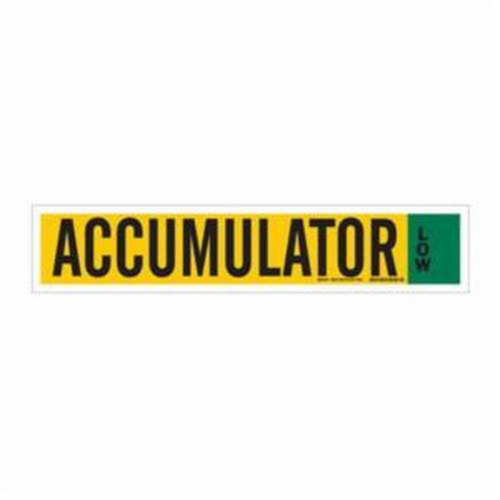 Marqueur pour tuyau Accumulator pour ammoniac (IIAR), Autocollant, 4" h x 24" la, Noir sur jaune - Brady 90340