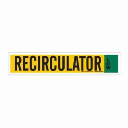 Marqueur pour tuyau Recirculator pour ammoniac (IIAR), Autocollant, 4" h x 24" la, Noir sur jaune - Brady 90346