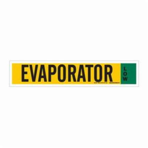 Marqueur pour tuyau Evaporator pour ammoniac (IIAR), Autocollant, 4" h x 24" la, Noir sur jaune - Brady 90350