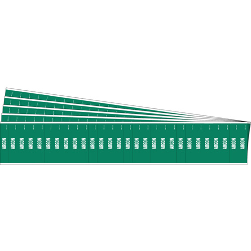"Argon" Semi-Conductor & Chemical Pipe Markers, Self-Adhesive, 1/2" H x 2-1/4" W, White on Green - Brady 91901-PK