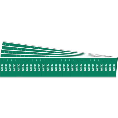 Marqueurs pour tuyau Caustic pour semi-conducteurs et tuyaux de produits chimiques, Autocollant, 1/2" h x 2-1/4" la, Blanc/vert - Brady 91909-PK
